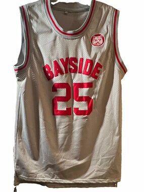 Bayside Zack Morris  #25 Red & White Basketball Jersey